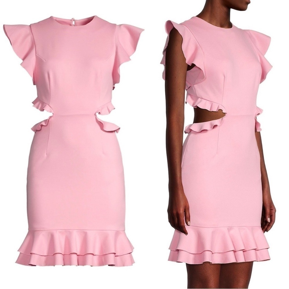 NWT REVOLVE ELLIATT Gloaming Ruffled Open Back Minidress Pink Large